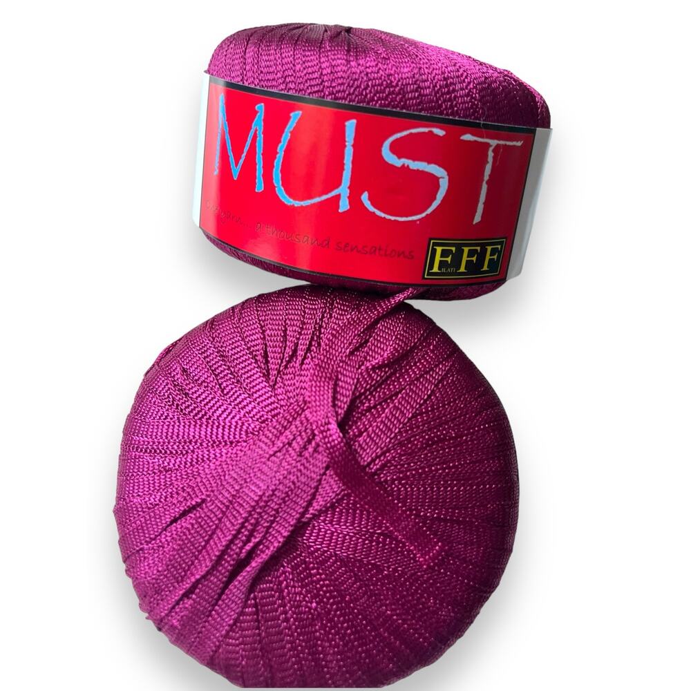 2 Skeins Filati FF MUST Nylon Yarn | #75 Wine  Red-purple *Made in Italy*